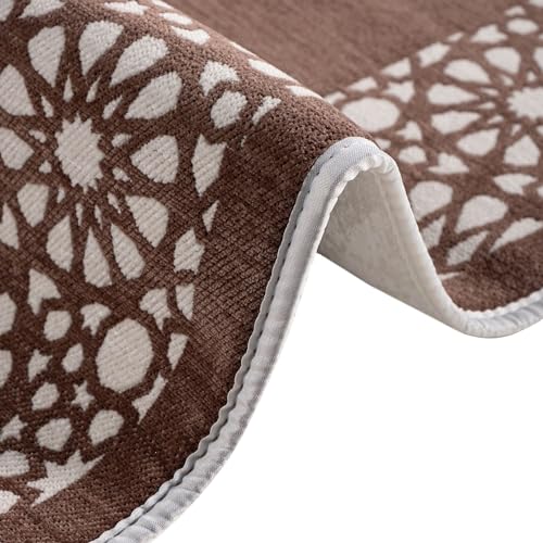 Modefa Turkish Islamic Prayer Mat - Chenille with Foam and Carrying Bag - Intricate Praying Rug Ramadan Eid Gift - Traditional Muslim Janamaz Seccade for Men Women - Mustaqim (Mink) - color: Mink