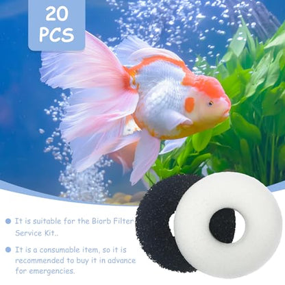 SHIGATSU 20 Pack Replacement Sponge Foam and Carbon Rings for Biorb Filter