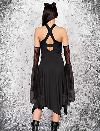 L'VOW Women's 1 Pair Gothic Black Lace Sleeves Witch Gloves Victorian Lace Arm Sleeve Vampire Accessory - color: C Black