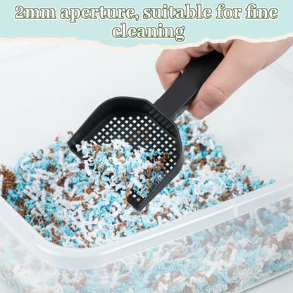 2Pcs Poop Scooper Cat Litter Scooper Small Holes 2mm for Rabbit Small Pets | 2.95 in × 5.9 in, Plastic Handle Fine Mesh Sifting Shovel for Guinea Pigs, Rabbits, Easy Waste Cleaning