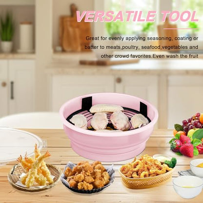 Collapsible Batter Bowl - Breading Bowl Shaker with Lid, Pink - color: Pink