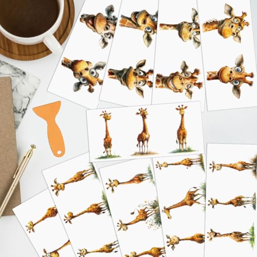 arricraft 10 Pcs Funny Giraffe Theme PVC Cup Transfer Stickers, Grass Giraffe Pattern UV Waterproof Cup Sticker for 16 oz Glasses Window Home Printing Decoration 24x11cm - style: Funny Giraffe Theme