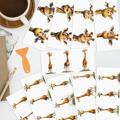 arricraft 10 Pcs Funny Giraffe Theme PVC Cup Transfer Stickers, Grass Giraffe Pattern UV Waterproof Cup Sticker for 16 oz Glasses Window Home Printing Decoration 24x11cm - style: Funny Giraffe Theme
