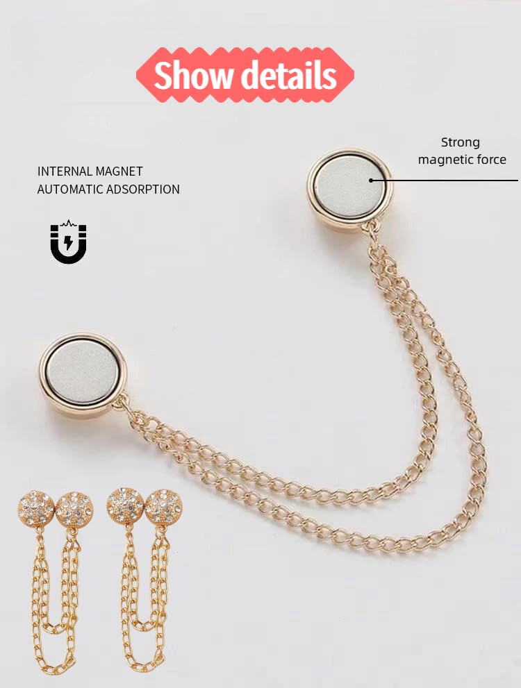 9 Pcs Magnetic Clips with Chain Hijab with Rhinestone Embellishments