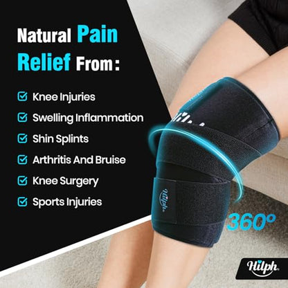 Hilph Knee Ice Pack Sleeve, Flexible Gel Ice Pack for Knee Pain Relief | Easy Wear, Reusable Cold Therapy for Knee Swelling, Replacement Surgery Recovery, Injuries, Arthritis, ACL, Strap Included - size: Medium, style: For Knee & Elbow with Extra Strap