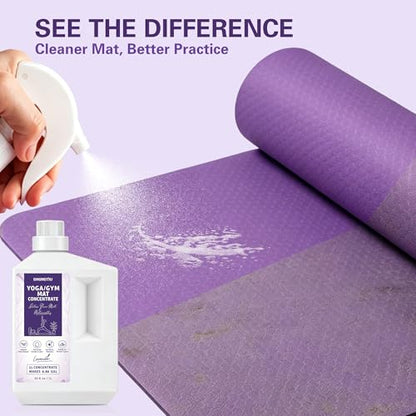 Fitness Mat Cleaner Concentrate Makes 6.86 Gal(1:25)-Yoga Mat Cleaner Spray,Powered By Essential Oil,Removes Sweat & Odor,No Sticky Residue,Plant Based,Safe for All Mats(33.8oz, Lavender) - size: 33.8 Fl Oz (Pack of 1)