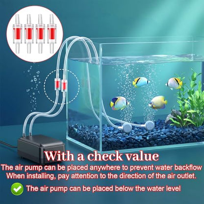8Pcs Y Shape Aquarium Air Tubing Connectors, Check Valve for 3/16"Hose | 8Pcs Y-shape air connectors,4 check valves+4 tees.PP plastic,anti-shedding barbs,4.8mm fits 3/16" hose.For aquarium air pumps