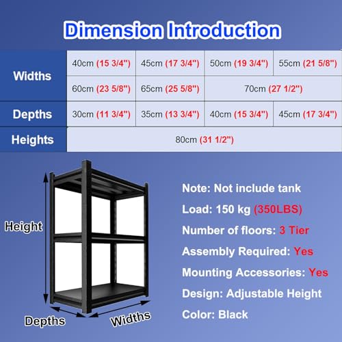 ZIMGOD Fish Tank Stand Adjustable Turtle Display Stand for 3 Fish Tanks, Steel Frame Terrariums Shelves for Farmhouse, Decorative Insect Tank Holder for Aquatic Plant(55x45 cm (21.65 x 17.7in)) - size: 55x45 cm (21.65 x 17.7in)