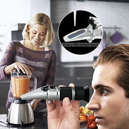 Brix Refractometer 0~90%, Handheld Sugar Refractometer, High Accurate Brix Measurement Meter with ATC for Fruit, Beverages&Juice, Honey, Maple Syrup, Molasses and Other Sugary Drink - color: Brix 0~90%