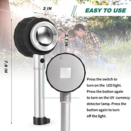 30X Handheld Magnifier with 6 Light, Jeweler Loupes Lighted Magnifying Glass-USB Rechargeable for Seniors Reading Coins Crafts Jewelry Hobbies - style: 30X-1.41in