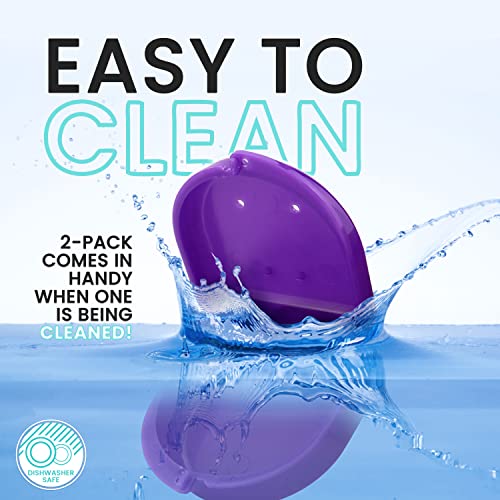FRESH KNIGHT Retainer Case (2 Pack). Retainer Case with Vent Holes. Perfect for Denture, Mouth Guard, Aligner (Purple) - color: Purple