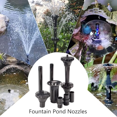 RUIAN Fountain Pond Nozzles, Solar Fountain Water Feature Pond Pump Accessories Fountain Nozzles Replacement Parts Set for Garden/Fish Tank (2 Layers) - color: BlackA