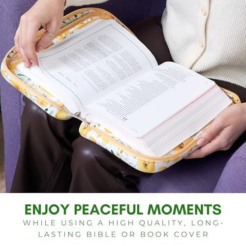Quilted Bible Case for 6.5 X 9.5 inch Books, Bible Carrying Case for Women, Yellow Bible Cover - color: Yellow