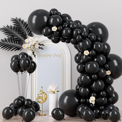 Voircoloria 130pcs Black Balloons Garland Arch Kit, 18 12 10 5 Inch - color: 04 Black, size: 5/10/12/18 inch - 130pcs