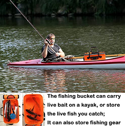 Grneric Fishing Bucket, 6Gallon/8Gallon/10Gallon Foldable Fish Bucket,Live Fish Container Multi-Functional Live Fish Bait Bucket,Outdoor Camping EVA Fishing Bag and Fish Protection Bucket - color: 23l/6gallon(orange)
