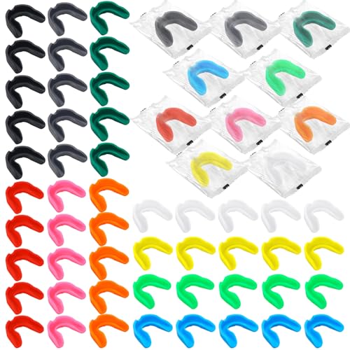 Frienda 50 Pcs Football Mouth Guards Bulk Youth Football Mouthpiece Sports Athletic Mouthguard Teeth Guard for Hockey Karate Basketball Boxing Lacrosse Rugby - color: Fresh Colors