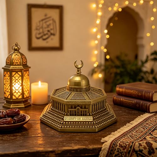 Ramadan Decorations for Home, Islamic Mosque Dome of The Rock Statue, Eid Mubarak Table Centerpiece, Gold Muslim Ramadan Decor Ornament Gift - color: B