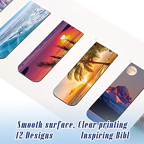 Tenare 24 Pcs Magnetic Bookmarks 12 Styles Magnet Page Markers Assorted Landscape Bookmarks Clips for Reading Double Side Cute Bookmark for Women Men Students Teachers Birthday Gifts Supplies