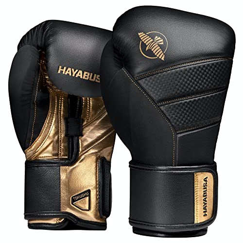 Hayabusa T3 Boxing Gloves - Sparring | Sparring Gloves, Muay Thai Gloves, Kickboxing Gloves, Heavy Bag Gloves, Boxing Gloves for Men and Women, Boxing Gloves - color: Black/Gold, size: 18oz