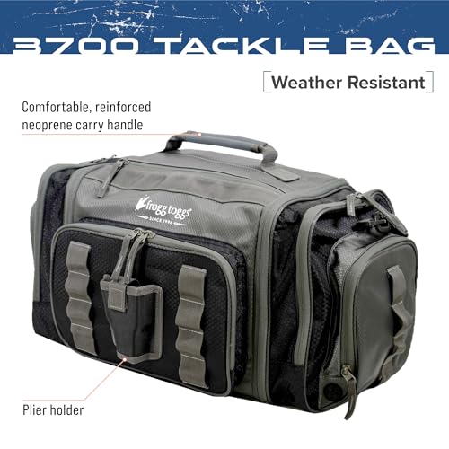 FROGG TOGGS Heavy Duty Fishing Tackle Duffle Bag, Includes Bait Trays, Black, 3700 - color: Black, style: 3700