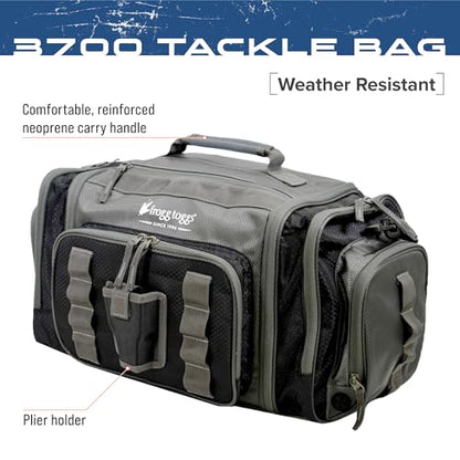 FROGG TOGGS Heavy Duty Fishing Tackle Duffle Bag, Includes Bait Trays, Black, 3700 - color: Black, style: 3700