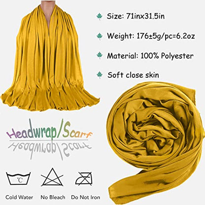 ZRQ 5 Pieces Stretch Jersey Turban Fashion Headband Soft Breathable Long Scarf Lightweight and Comfortable Tie Head Wraps for Black Women (Black, Army Green, Dark Pink, Dark Purple, Turmeric) - color: Black,army Green,dark Pink,dark Purple,turmeric
