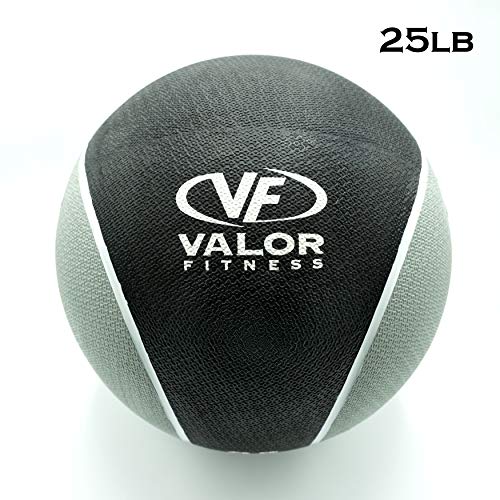 Valor Fitness 무게감 있는 의료용 볼 휴대용 고무 중간 볼 무게 코어 밸런스 복부 운동 장비 홈 체육관 운동 - color: 11.3kg(25파운드) 볼