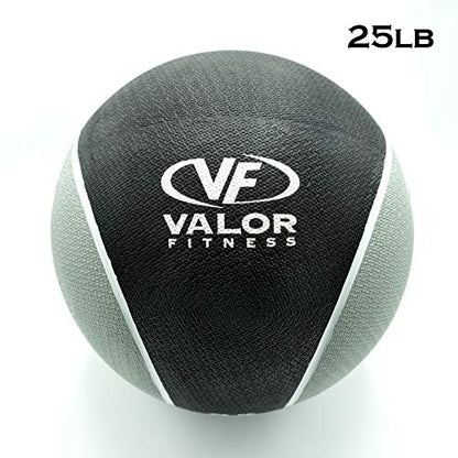 Valor Fitness 무게감 있는 의료용 볼 휴대용 고무 중간 볼 무게 코어 밸런스 복부 운동 장비 홈 체육관 운동 - color: 11.3kg(25파운드) 볼