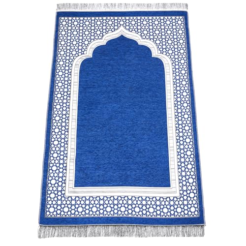 Islamic Prayer Rug Elegant Masjid Pattern Thin Mat Muslim Portable Blanket Ramadan Eid Gift Rug Turkish Prayer Carpet - Blue 1pc - color: 1pc Bluec