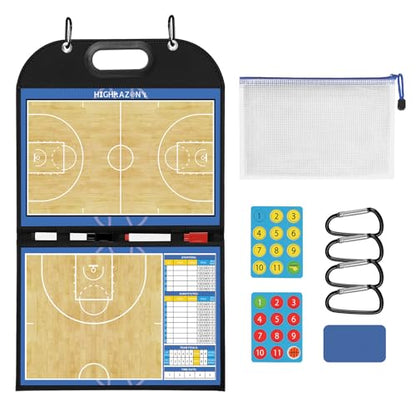 Magnetic Coaching Board – Foldable Dugout Display with Carry Handle, Leather-Covered Double-Sided Strategy & Lineup Planner for Baseball, Softball and Soccer - style: Basketball