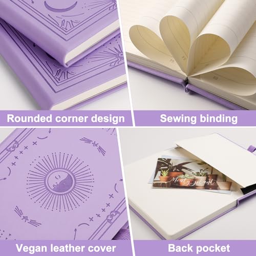 Lined Journal Notebook for Women Men, 192 Pages 100GSM Journals, A5 Hardcover Journaling, Leather Note Book for Writing, Travel, Business, Office, School, Prayer 5.7 x 8.3, (Light Purple) - color: Light Purple, style: Lined