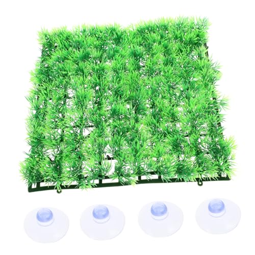 ORFOFE Aquarium Grass Mat for Fish Tank Decoration Durable Plastic Rug Non-Toxic Washable Aquarium Pad Compact with Suction Cups for Enrichment