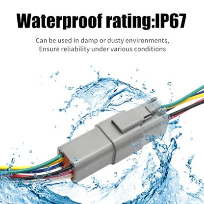 6 Pack Sealed Waterproof DT Connector, 16 AWG 6-Pin Male and Female Automotive Wire Connectors with Heat Shrink Tubes, Replacement for the Electrical Systems of Motorized Vehicles