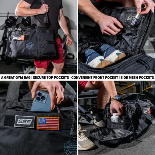 Gym Bag With Moveable & Removable Dividers Made from 1000D Nylon (Utility Duffel - Black) - color: Black, style: Sneaker Bag (Utility)