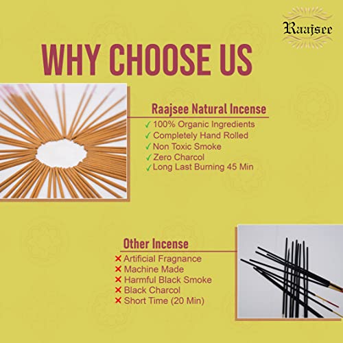 Raajsee Citronella Incense Sticks 100 gm Pack-100% Pure Organic Natural Hand Rolled Free from Chemicals-Perfect for Church,Aromatherapy,Relaxation,Meditation,Positivity & Sensual Therapy - color: Citronella