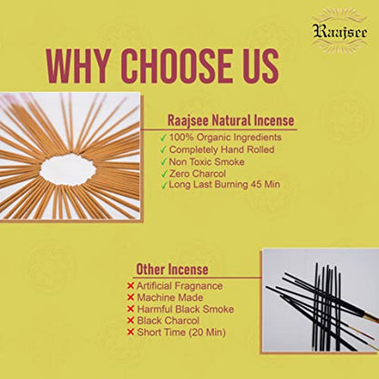 Raajsee Citronella Incense Sticks 100 gm Pack-100% Pure Organic Natural Hand Rolled Free from Chemicals-Perfect for Church,Aromatherapy,Relaxation,Meditation,Positivity & Sensual Therapy - color: Citronella