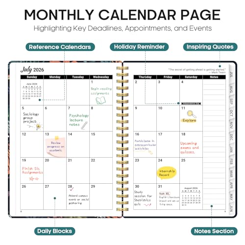 Planner 2026–2027, Academic Monthly Weekly Spiral Calendar, July 2026 – June 2027, Hardcover Agenda Notebook with Tabs, 6.3" x 8.5", Perfect for Students, Teachers, School & Daily Planning - Turtle Meeting - color: Q-Turtle Meeting, size: (6.3"x8.5")a5