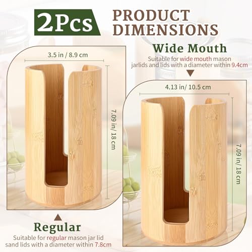 2 Pack Bamboo Mason Jar Lid Organizer for Wide & Regular Mouth Lids | Wide & Regular Mouth • Lid Holder & Organizer • Countertop Storage • Cabinet & Pantry Use • Easy Access • Space Saving