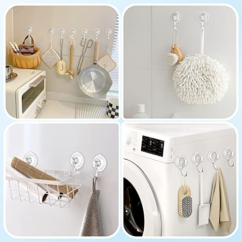 VIS'V Suction Cup Hooks with Wipes, Removable Reusable, Clear, Large, 5 Pcs | Clear Invisible Design, Locking Suction Technology, Dual Vacuum Suction, Heavy Duty, Fits for Smooth Flat Surfaces