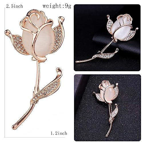 Crystal Pearl Flower Brooches Pins Fashion Beautiful Created Rhinestone Floral Brooch Good Idea for Party Dance Wedding Banquet for Elegant Women Girl - color: Gold Rose Flower