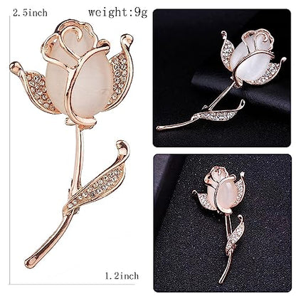 Crystal Pearl Flower Brooches Pins Fashion Beautiful Created Rhinestone Floral Brooch Good Idea for Party Dance Wedding Banquet for Elegant Women Girl - color: Gold Rose Flower