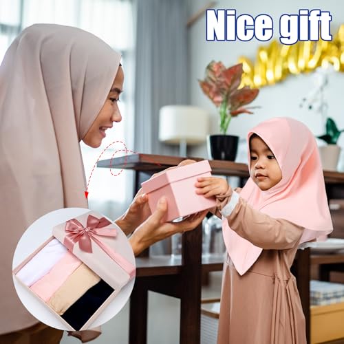 Cozypower 4 Pcs Eid Hijab Muslim for Girls Kids Head Scarf Islamic Shawls Neck Wrap Kids Ages 6-11 Headscarf Instant Turban - color: Classic Color