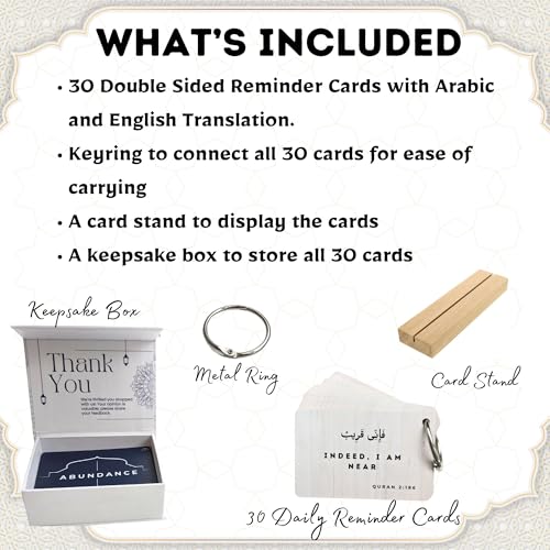 Islamic Affirmations Cards (30 Daily Reminders by Zarf), Spiritual, Quran English, Decor, Ramadan Decorations, Islamic Gifts, Eid Gift, Learn Arabic, Arabic Flashcards Daily Affirmation