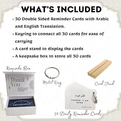 Islamic Affirmations Cards (30 Daily Reminders by Zarf), Spiritual, Quran English, Decor, Ramadan Decorations, Islamic Gifts, Eid Gift, Learn Arabic, Arabic Flashcards Daily Affirmation