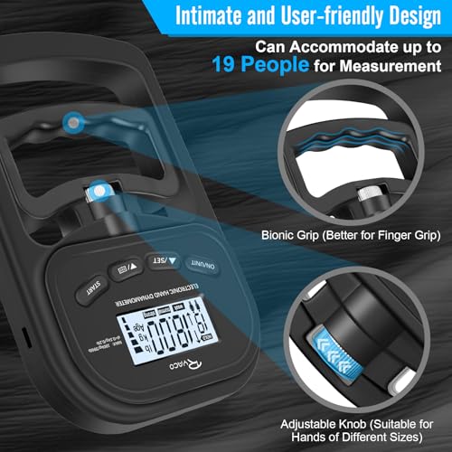 Ryaco Grip Strength Tester, 396lbs/180kg Rechargeable Exerciser Meter Digital Hand Dynamometer Grip Strength Trainer Electronic Hand Grip Strengthener with LCD Display for Sport Home School Use