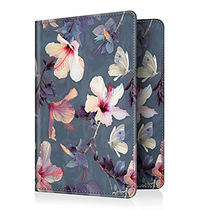 FINTIE Passport Holder, Slim Travel Wallet RFID Blocking Card Case Cover - color: blooming hibiscus