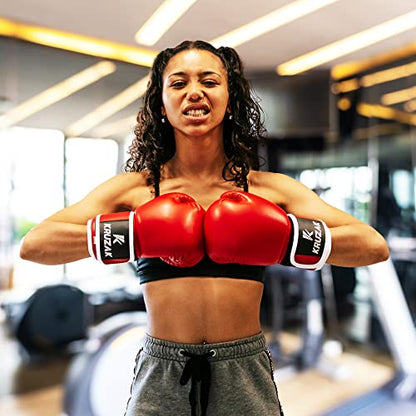 Kruzak Plain Boxing Gloves for Sparring, Kickboxing, Muay Thai, Martial Arts & MMA Fighting - Men & Women Punch Bag Mitts Training and Focus Pads Punching - color: Red, size: 10 oz