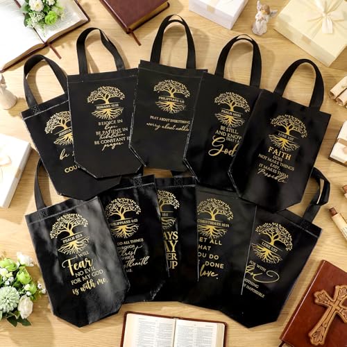 Sweetude 30 Pcs Bible Verse Christian Gift Bags Set, Black and Gold - color: Black and Gold