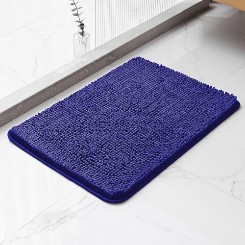 Royal Blue Bathroom Rugs 17"x24" - Plush Chenille Non-Slip Bath Mat - Absorbent, Washable, Soft and Thick Decor for Shower, Sink, Kitchen, Tub, Home Accessories - color: Royal Blue, size: 17"x24"