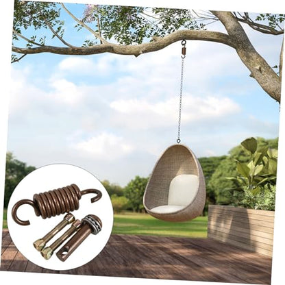 1set Heavy Duty Metal Hammock Swing Springs Hanging Chair Accessories for Porch Use Double Seat Spring Set - color: Coffee
